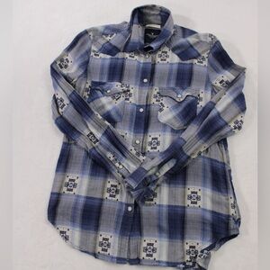 American Eagle Western Long Sleeve Plaid‎ Pearl Snap Button Down Women's Small